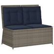 Afuera Living Gray Poly Rattan Reclining Patio Bench With Navy Blue Cushions