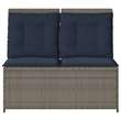 Afuera Living Gray Poly Rattan Reclining Patio Bench With Navy Blue Cushions