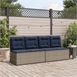 Afuera Living Gray Poly Rattan Reclining Patio Bench With Navy Blue Cushions