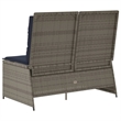 Afuera Living Gray Poly Rattan Reclining Patio Bench With Navy Blue Cushions