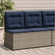 Afuera Living Gray Poly Rattan Reclining Patio Bench With Navy Blue Cushions