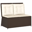 Afuera Living Medium Poly Rattan Reclining Patio Bench in Brown