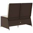 Afuera Living Medium Poly Rattan Reclining Patio Bench in Brown