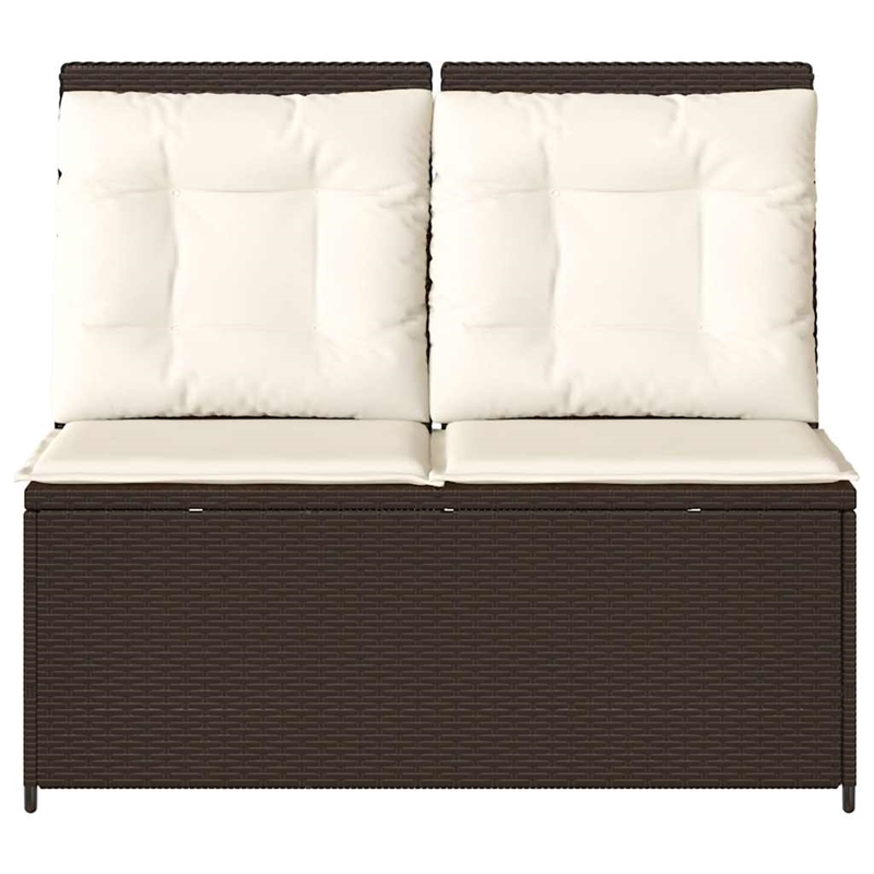 Afuera Living Medium Poly Rattan Reclining Patio Bench in Brown