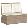Afuera Living Rattan & Steel Reclining Patio Bench in Beige & Cream