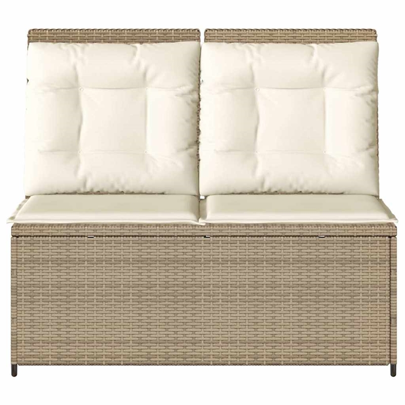 Afuera Living Rattan & Steel Reclining Patio Bench in Beige & Cream
