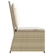 Afuera Living Rattan & Steel Reclining Patio Bench in Beige & Cream