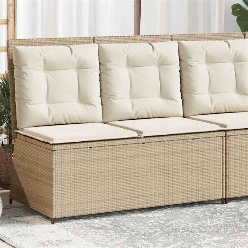 Afuera Living Rattan & Steel Reclining Patio Bench in Beige & Cream