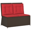 Afuera Living Poly Rattan Reclining Patio Brown Bench With Cushions in Red
