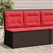 Afuera Living Poly Rattan Reclining Patio Brown Bench With Cushions in Red