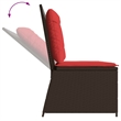 Afuera Living Poly Rattan Reclining Patio Brown Bench With Cushions in Red