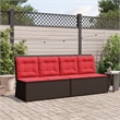 Afuera Living Poly Rattan Reclining Patio Brown Bench With Cushions in Red