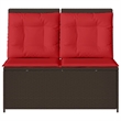 Afuera Living Poly Rattan Reclining Patio Brown Bench With Cushions in Red
