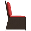 Afuera Living Poly Rattan Reclining Patio Brown Bench With Cushions in Red