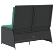 Afuera Living Poly Rattan Reclining Patio Bench in Black And Turquoise