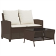 Afuera Living 2-Seater Poly Rattan Garden Sofa With Removable Covers in Brown