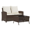 Afuera Living 2-Seater Poly Rattan Garden Sofa With Removable Covers in Brown