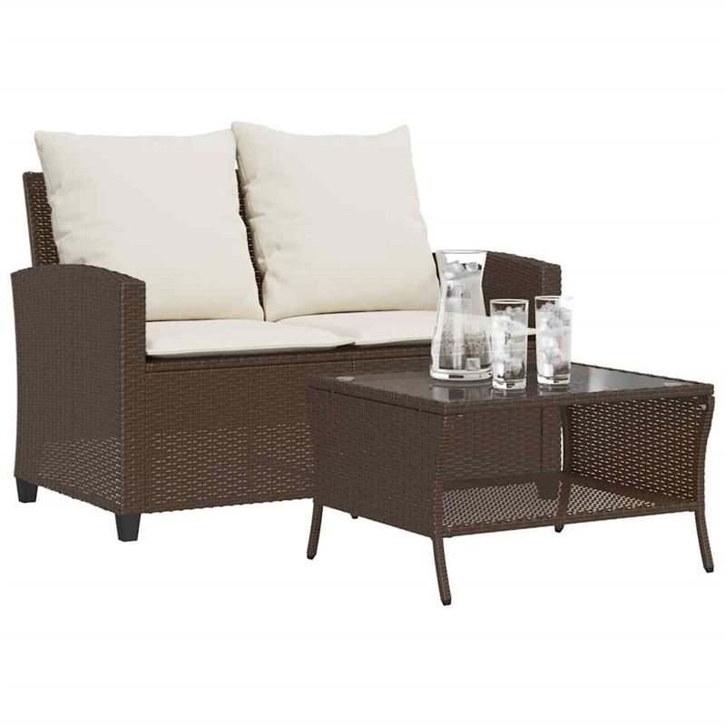 Afuera Living 2-Seater Poly Rattan Garden Sofa With Removable Covers in Brown