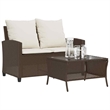 Afuera Living 2-Seater Poly Rattan Garden Sofa With Removable Covers in Brown