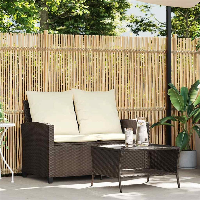 Afuera Living 2-Seater Poly Rattan Garden Sofa With Removable Covers in Brown