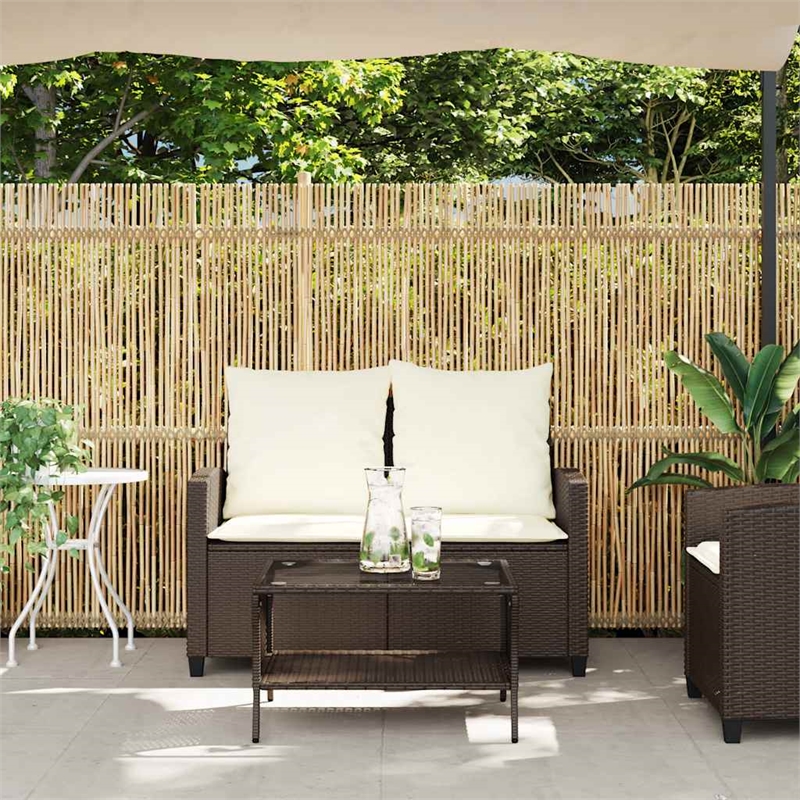 Afuera Living 2-Seater Poly Rattan Garden Sofa With Removable Covers in Brown