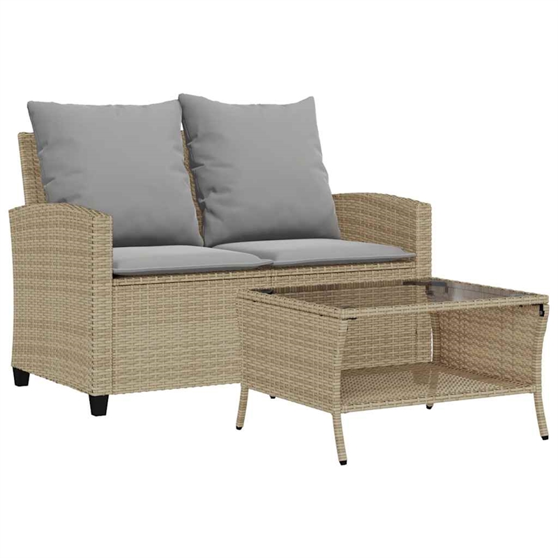Afuera Living Contemporary Synthetic Poly Rattan Garden Sofa in Beige