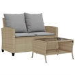 Afuera Living Contemporary Synthetic Poly Rattan Garden Sofa in Beige