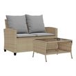 Afuera Living Contemporary Synthetic Poly Rattan Garden Sofa in Beige