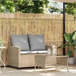 Afuera Living Contemporary Synthetic Poly Rattan Garden Sofa in Beige