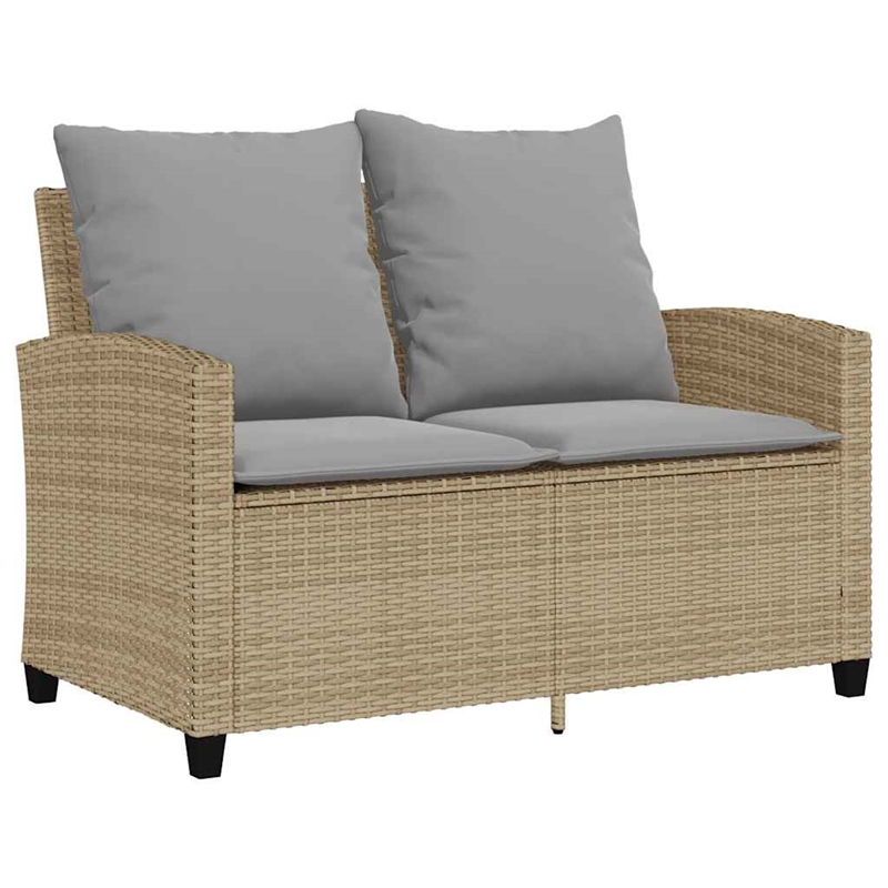 Afuera Living Contemporary Synthetic Poly Rattan Garden Sofa in Beige