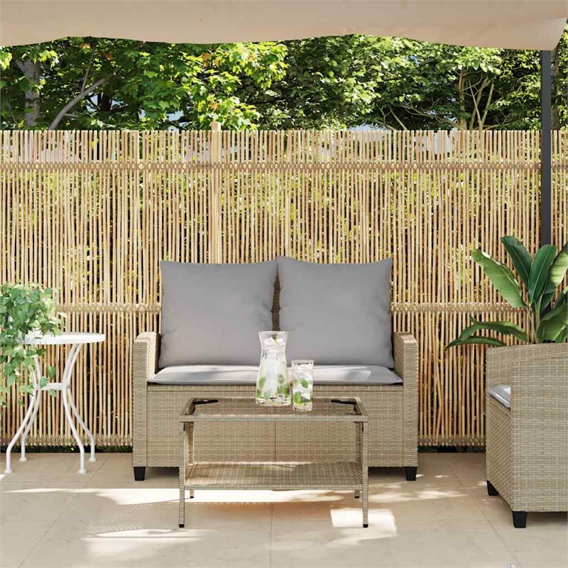 Afuera Living Contemporary Synthetic Poly Rattan Garden Sofa in Beige