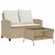 Afuera Living Medium PE Rattan Garden Sofa With Adjustable Feet in Beige