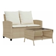 Afuera Living Medium PE Rattan Garden Sofa With Adjustable Feet in Beige