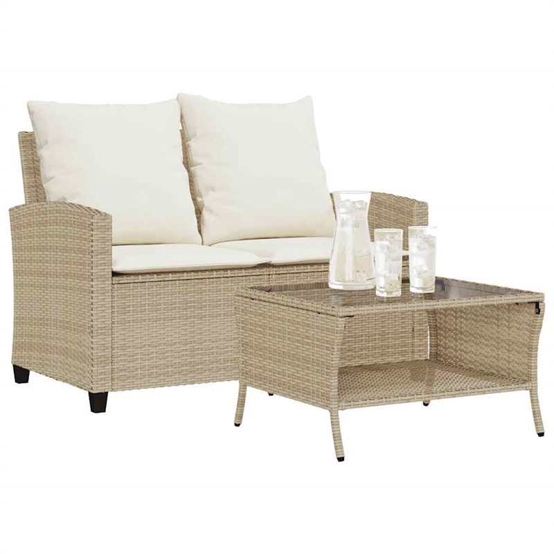 Afuera Living Medium PE Rattan Garden Sofa With Adjustable Feet in Beige