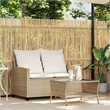 Afuera Living Medium PE Rattan Garden Sofa With Adjustable Feet in Beige
