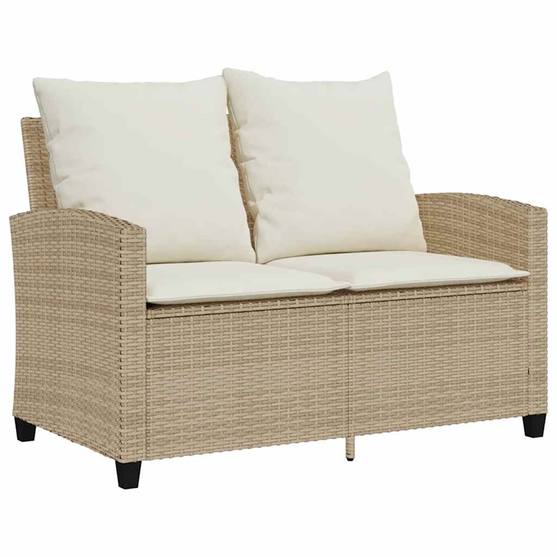 Afuera Living Medium PE Rattan Garden Sofa With Adjustable Feet in Beige