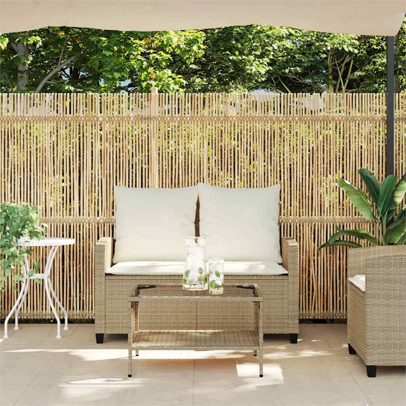 Afuera Living Medium PE Rattan Garden Sofa With Adjustable Feet in Beige