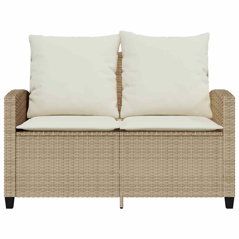 Afuera Living Medium PE Rattan Garden Sofa With Adjustable Feet in Beige