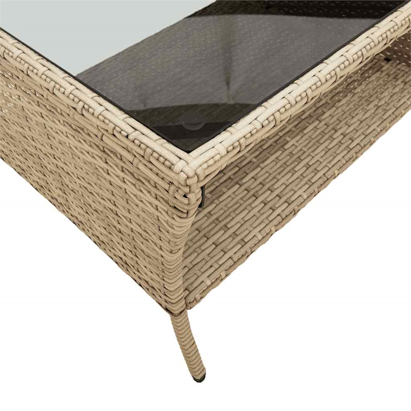 Afuera Living Medium PE Rattan Garden Sofa With Adjustable Feet in Beige