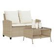 Afuera Living Medium PE Rattan Garden Sofa With Adjustable Feet in Beige