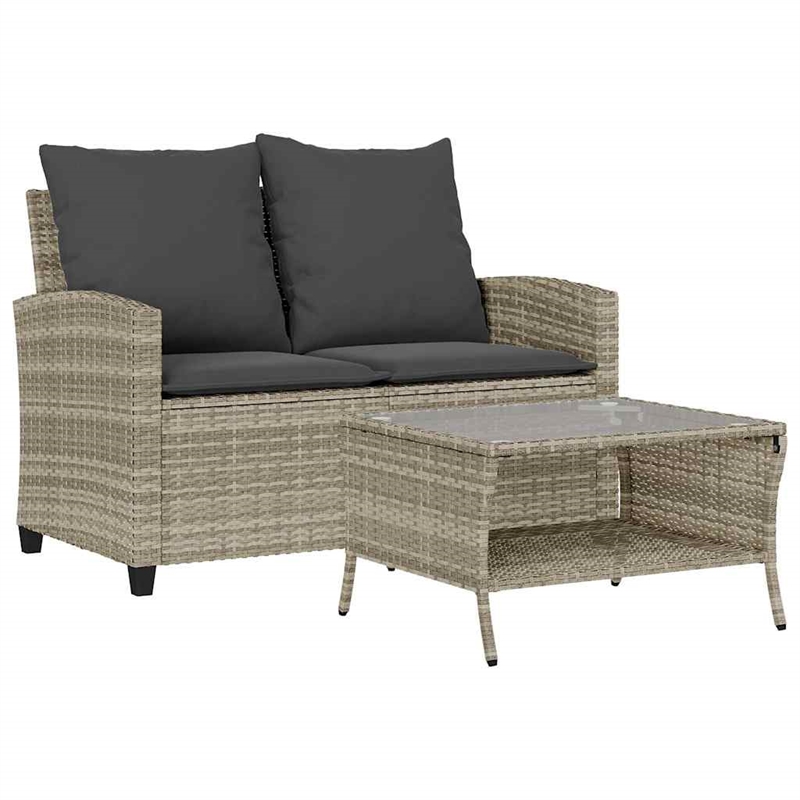 Afuera Living Medium PE Rattan Garden Sofa With Removable Covers in Light Gray