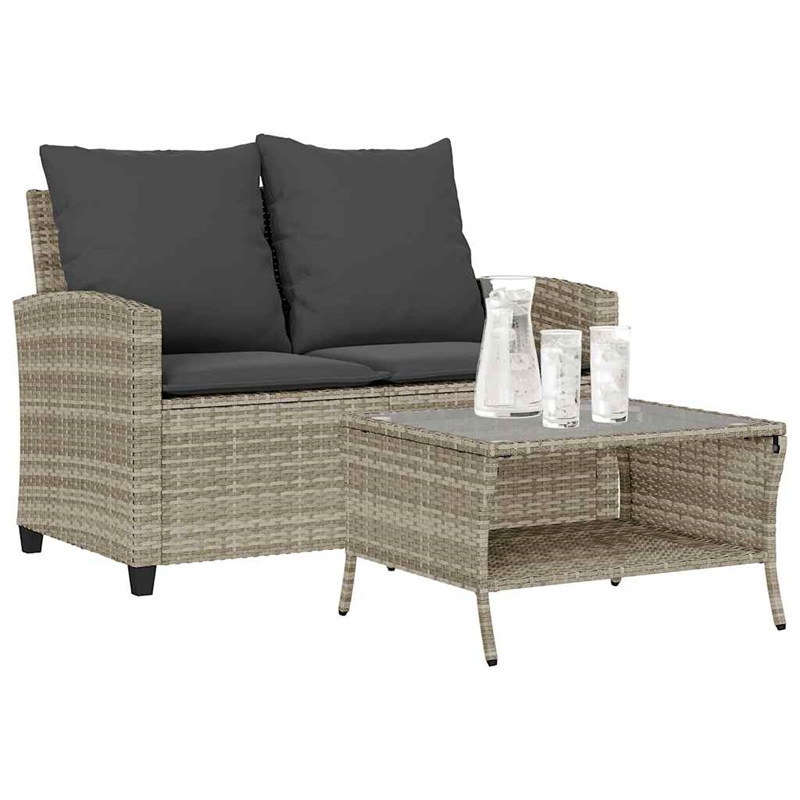 Afuera Living Medium PE Rattan Garden Sofa With Removable Covers in Light Gray