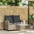 Afuera Living Medium PE Rattan Garden Sofa With Removable Covers in Light Gray