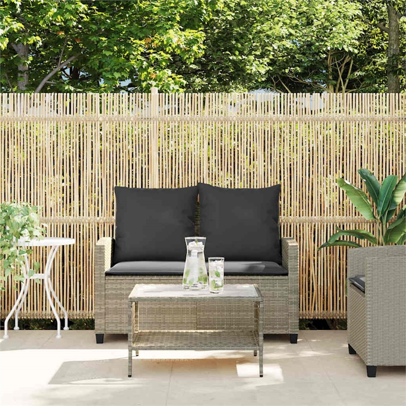 Afuera Living Medium PE Rattan Garden Sofa With Removable Covers in Light Gray