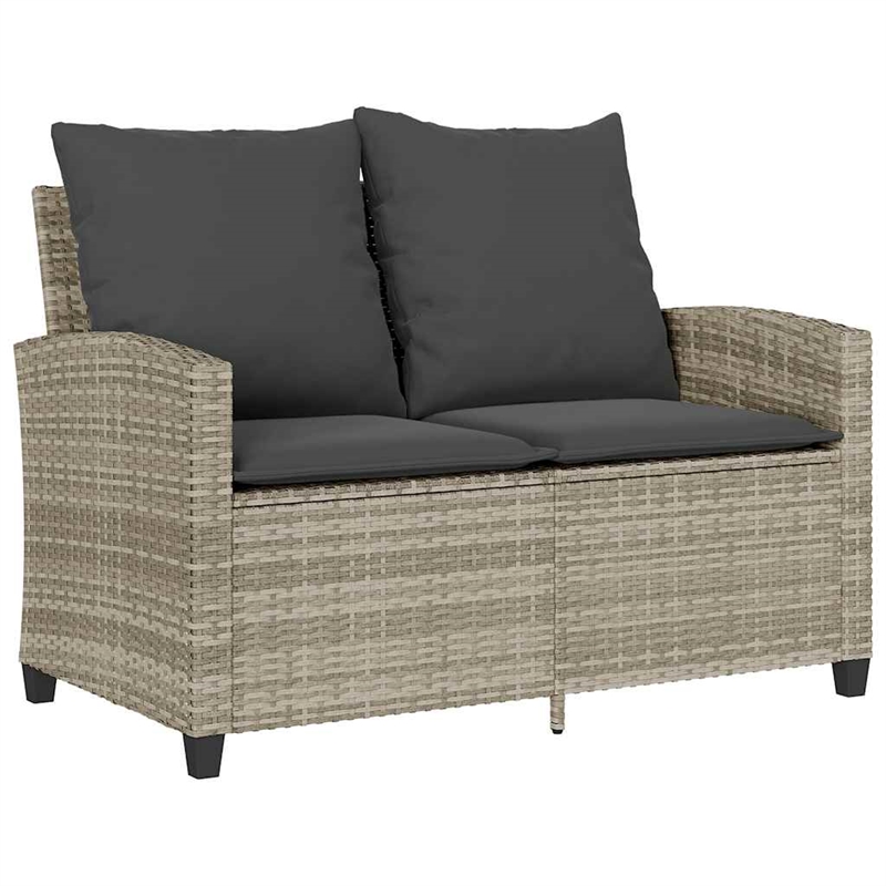 Afuera Living Medium PE Rattan Garden Sofa With Removable Covers in Light Gray