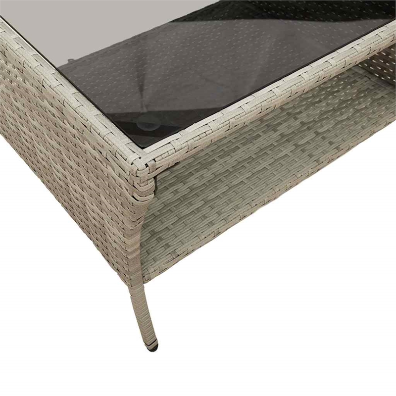 Afuera Living Medium PE Rattan Garden Sofa With Removable Covers in Light Gray