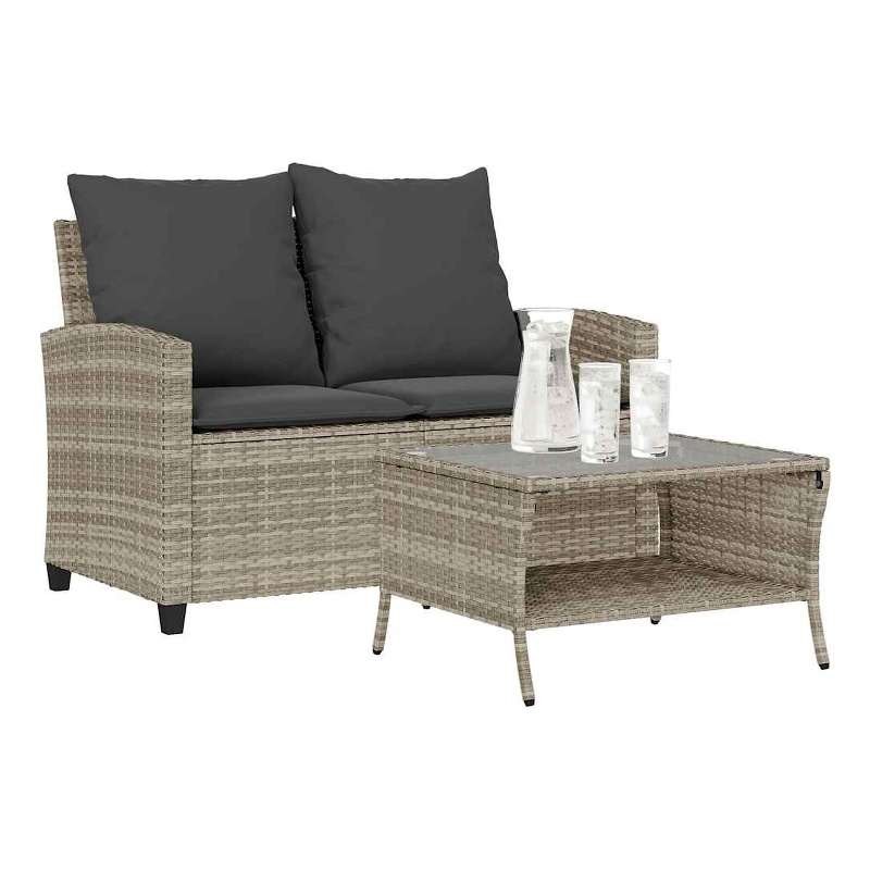 Afuera Living Medium PE Rattan Garden Sofa With Removable Covers in Light Gray