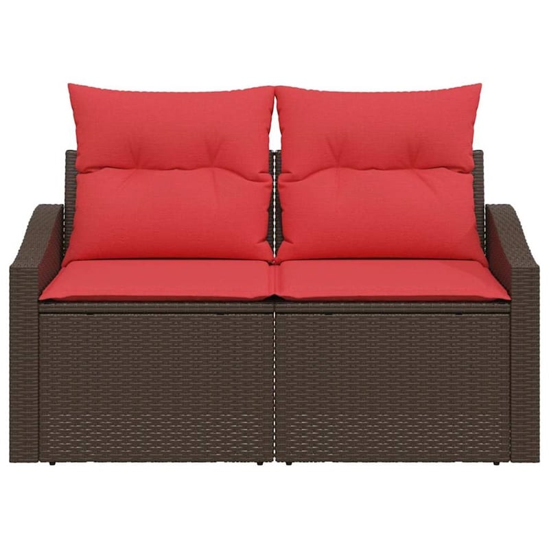 Afuera Living Contemporary Poly Rattan Garden Sofa With Cushion in Brown