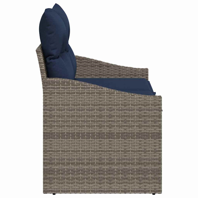 Afuera Living Contemporary Poly Rattan Garden Sofa With Cushion in Gray