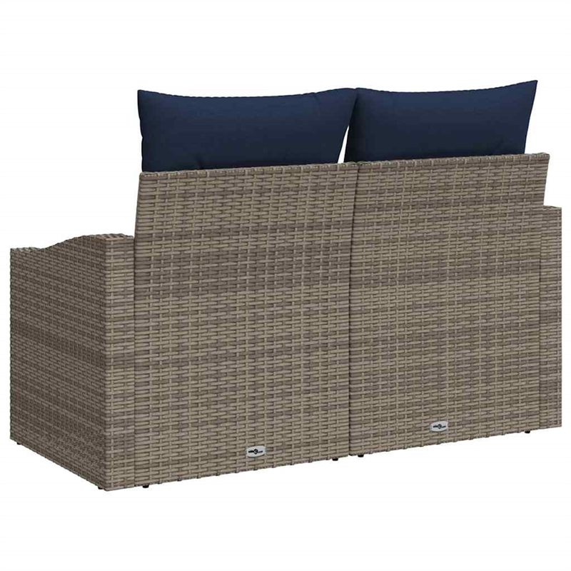 Afuera Living Contemporary Poly Rattan Garden Sofa With Cushion in Gray